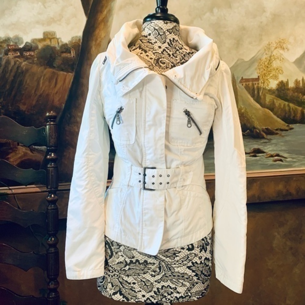 ✨🧡 Cache White Belted Utility Jacket Snap In/Out Lining ✨🧡 XS✨🧡